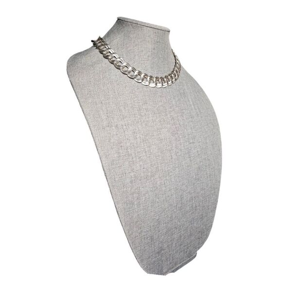 Vintage Retro Silver-tone Double Link Collar Necklace - Picture 4 of 10